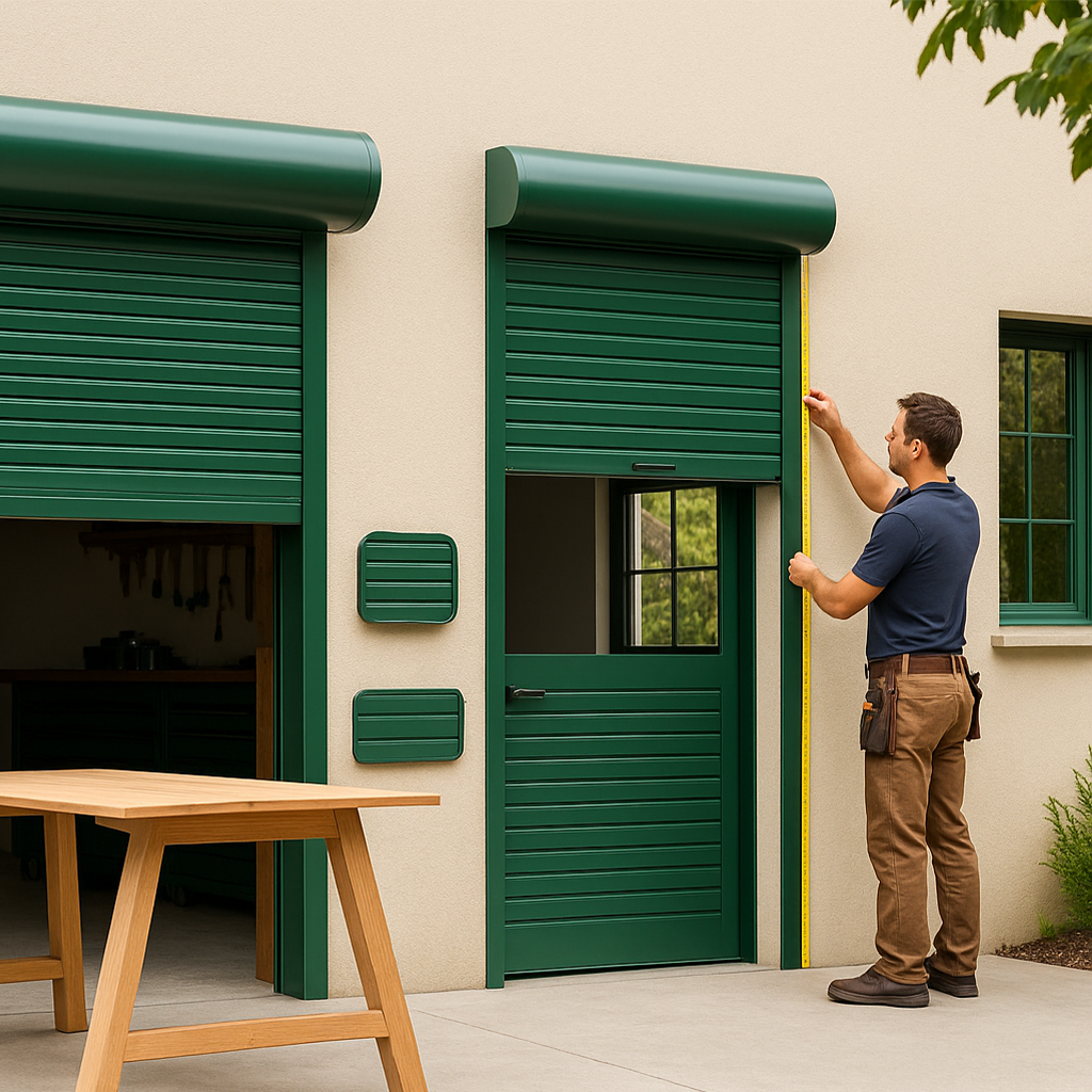 Custom size roll up garage door installation in Spring Texas